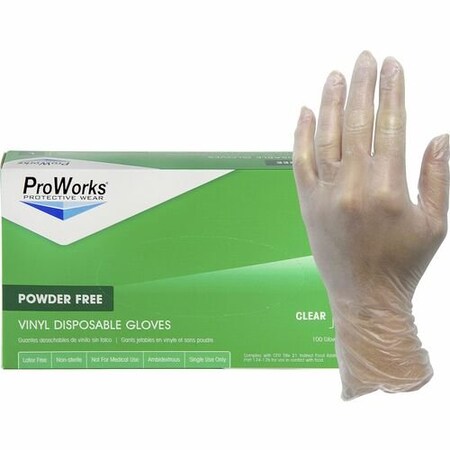 Hospeco Disposable Gloves, Vinyl, Powder-Free, M, 10 PK, Clear HOSGLV103FM